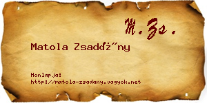 Matola Zsadány névjegykártya